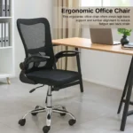 Ergonomic Office Chair – Adjustable Mesh Chair with Lumbar Support & Flip-Up Armrests (Black) IB-MCB27