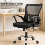 Ergonomic Office Chair – Adjustable Mesh Chair with Lumbar Support & Flip-Up Armrests (Black) IB-MCB27