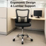 Ergonomic Office Chair – Adjustable Mesh Chair with Lumbar Support & Flip-Up Armrests (Black) IB-MCB27