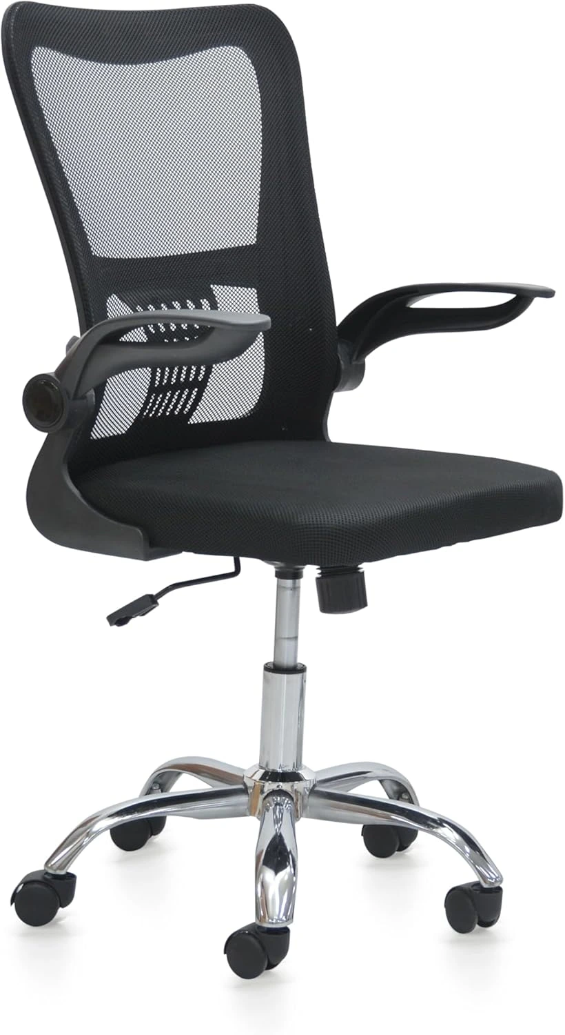 Ergonomic Office Chair – Adjustable Mesh Chair with Lumbar Support & Flip-Up Armrests (Black) IB-MCB27