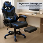 Gaming Chair – Ergonomic Adjustable Chair for Office & Home with PU Leather, Lumbar Support & Footrest IR-GMC24