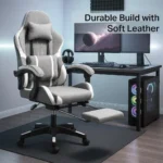 Gaming Chair – Ergonomic Recliner Office Chair with PU Leather & Footrest IB-GRC25