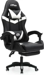Gaming Chair – Ergonomic Reclining Chair for Office & Home with PU Leather, Lumbar Support & Footrest IB-GBW01