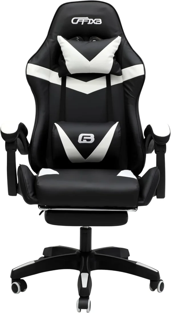 Gaming Chair – Ergonomic Reclining Chair for Office & Home with PU Leather, Lumbar Support & Footrest IB-GBW01