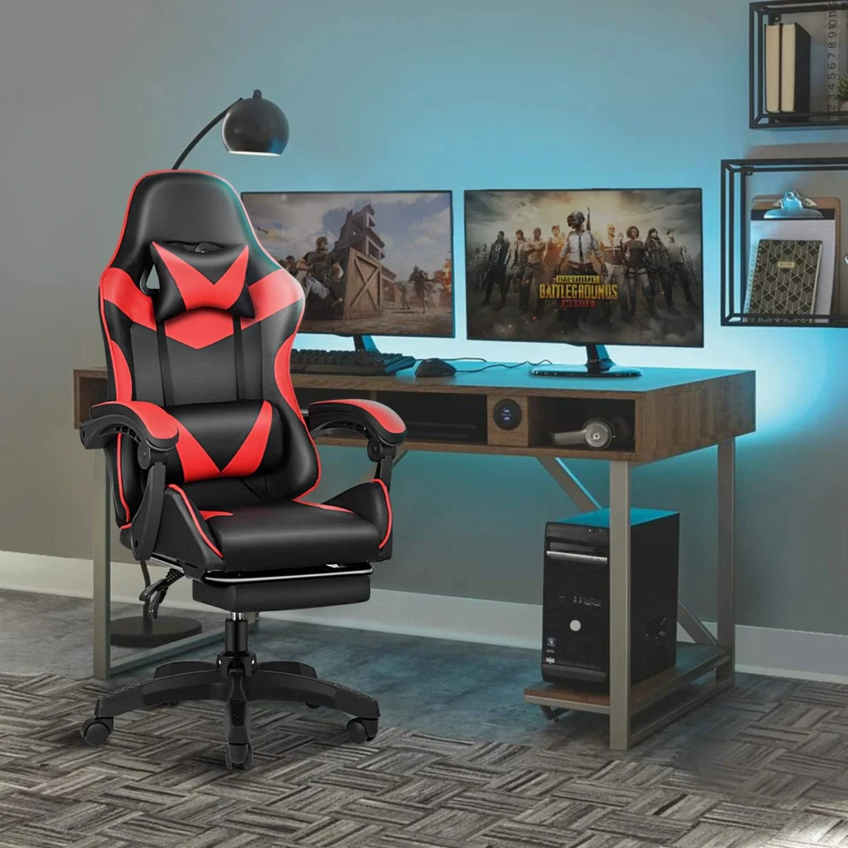 Gaming Chair – Ergonomic Reclining Chair for Office & Home with PU Leather, Lumbar Support & Footrest IB-GC05M