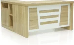 Modern Office Desk with 3 Lockable Drawers – Beach White Executive Workstation Table IB-MOF03