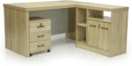 Modern Office Desk with 3 Lockable Drawers – Beach White Executive Workstation Table IB-MOF03