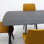 Dining Table Set – Modern Marble Top Table with 4 PU Leather Chairs IB-DTS4S