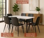 Grey Marble 6-Seater Dining Set – Sintered Stone Table with Elegant Chairs for Home IB-GMD6S