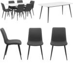 Grey Marble 6-Seater Dining Set – Sintered Stone Table with Elegant Chairs for Home IB-GMD6S