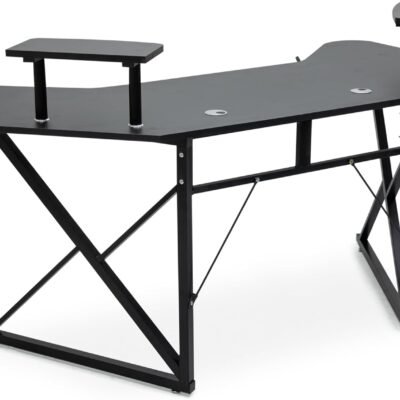 L-Shaped Gaming & Office Desk – Ergonomic Computer Table with Steel Frame IB-GDLS8