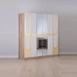 Modern Luxury Bedroom Set – Gold & Oak Finish - Image 3